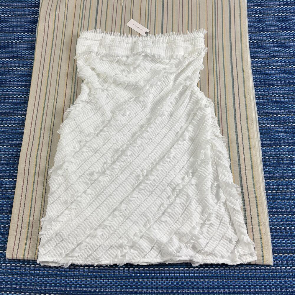 Anthropologie Endless Rose Dress Womens Large White Cocktail Party Strapless NWT